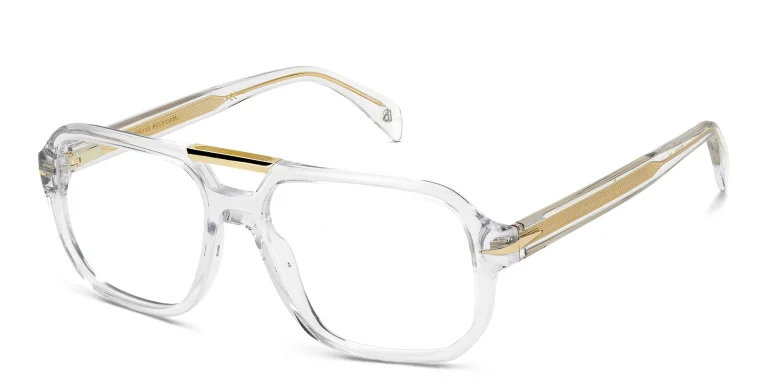 Shop DAVID BECKHAM Rectangle Eyeglasses in Clear online.