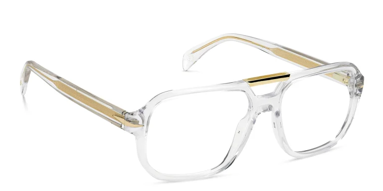 Shop DAVID BECKHAM Rectangle Eyeglasses in Clear online.