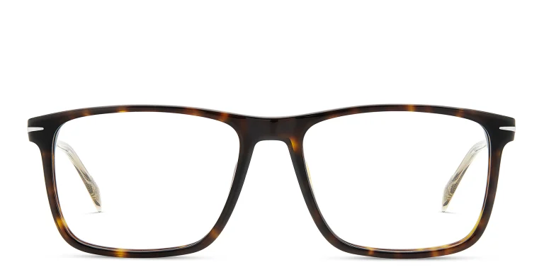 Shop DAVID BECKHAM Rectangle Eyeglasses in Havana online.
