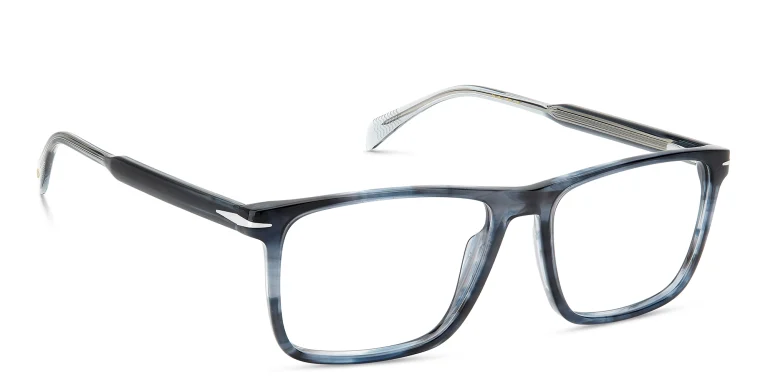 Shop DAVID BECKHAM Rectangle Eyeglasses in Blue online.