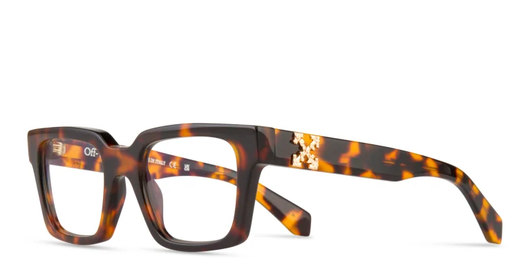 Shop OFF WHITE Style 21 Unisex Square Eyeglasses in Havana online.