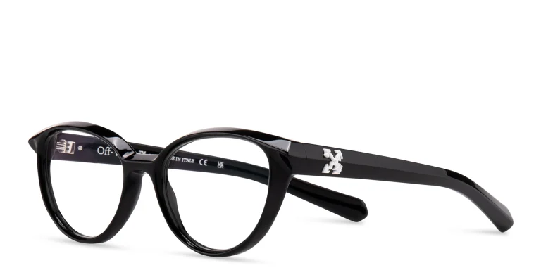 Shop OFF WHITE Style 26 Unisex Cat-Eye Eyeglasses in Black online.