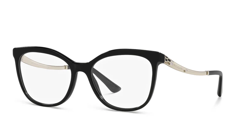 Shop BVLGARI Cat-Eye Eyeglasses in Black online.