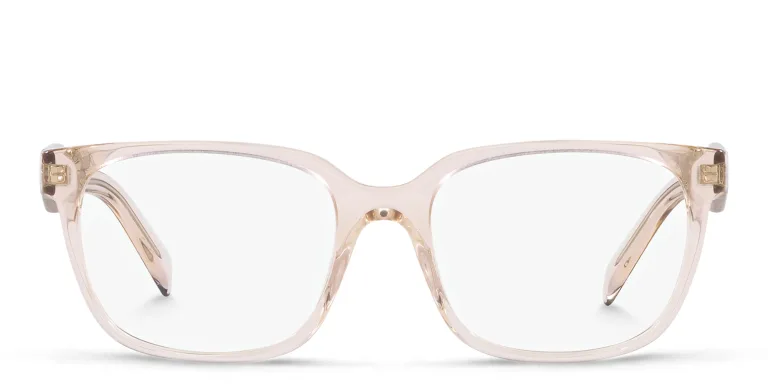 Shop PRADA Rectangle Eyeglasses in Pink online.