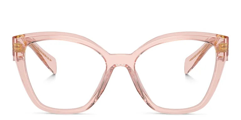 Shop PRADA Logo Cat-Eye Eyeglasses in Pink online.