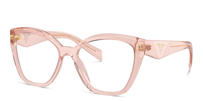 Shop PRADA Logo Cat-Eye Eyeglasses in Pink online.