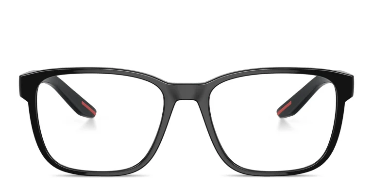 Shop Prada Linea Rossa Logo Signature Wide Pillow Eyeglasses in Black online.