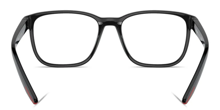 Shop Prada Linea Rossa Logo Signature Wide Pillow Eyeglasses in Black online.