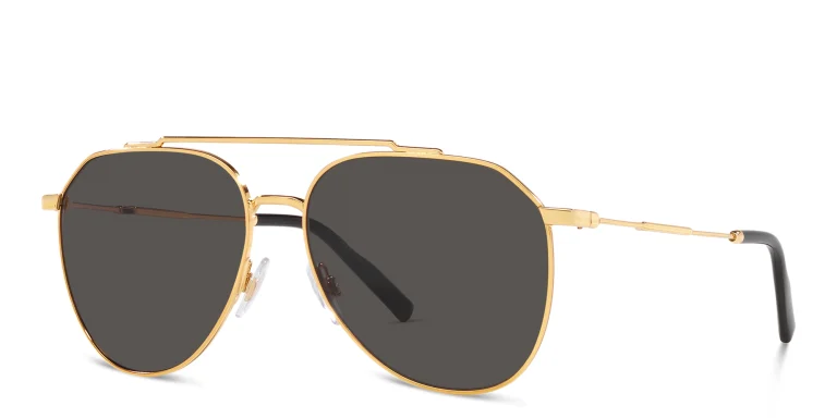 Shop Dolce & Gabbana Pilot Sunglasses in Gold online.