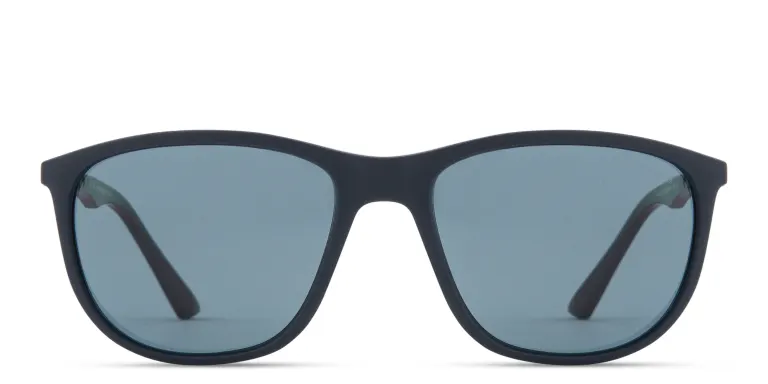 Shop Emporio Armani Logo Pillow Sunglasses in Blue online.