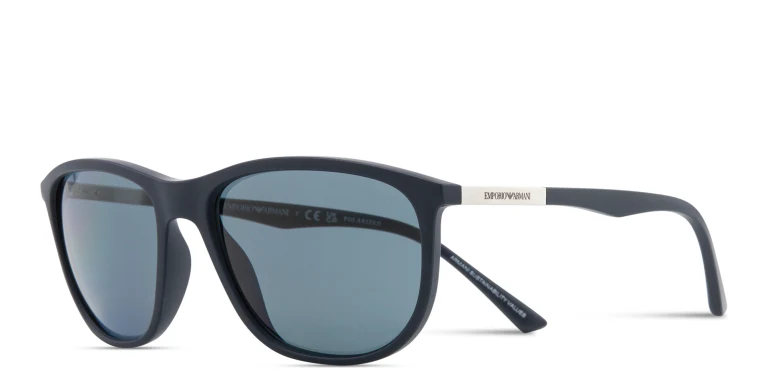 Shop Emporio Armani Logo Pillow Sunglasses in Blue online.