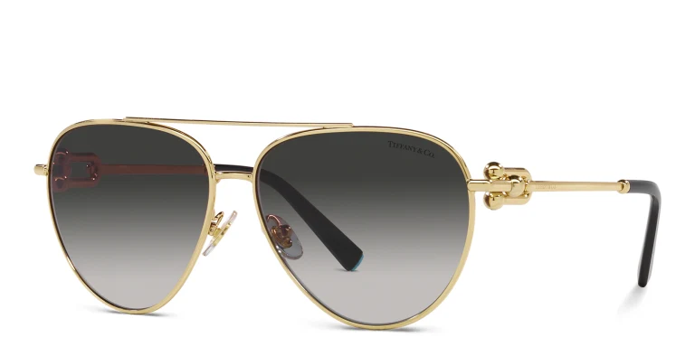 Shop TIFFANY Aviator Sunglasses in Gold online.
