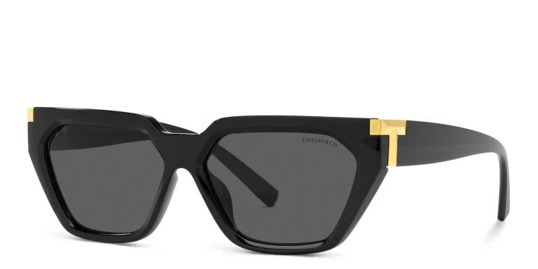 Shop TIFFANY Irregular Sunglasses in Black online.