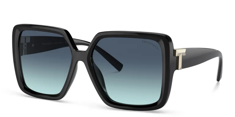 Shop TIFFANY Square Sunglasses in Black online.