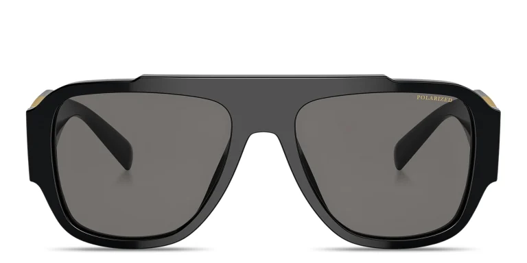 Shop VERSACE Medusa Pillow Sunglasses in Black online.