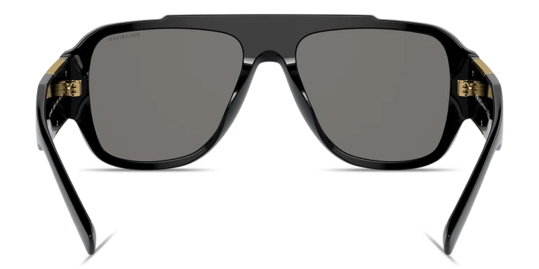 Shop VERSACE Medusa Pillow Sunglasses in Black online.