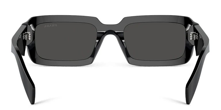 Shop PRADA Rectangle Sunglasses in Black online.