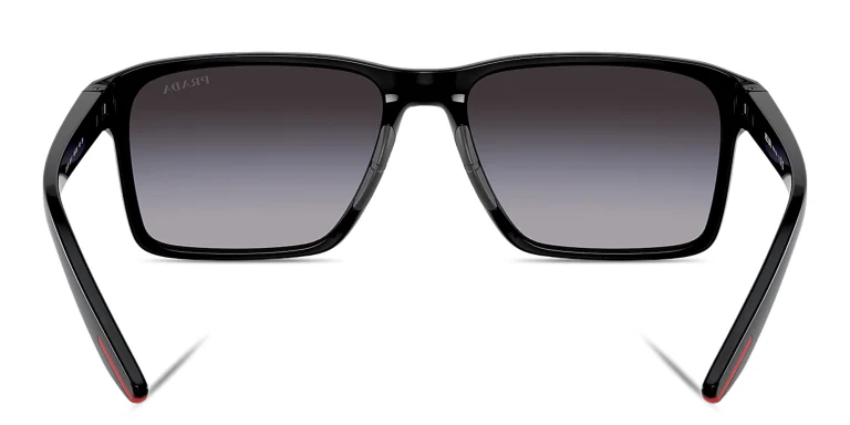 Shop Prada Linea Rossa Logo Rectangle Sunglasses in Black online.