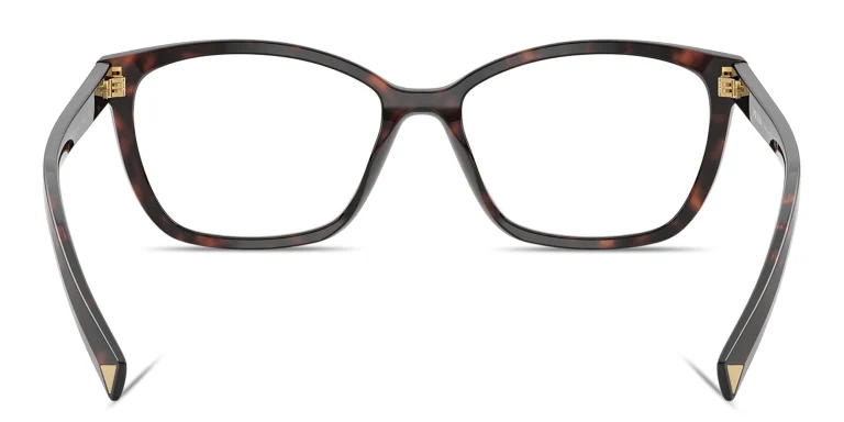 Shop PRADA Logo Signature Wide Rectangle Eyeglasses in Tortoise online.