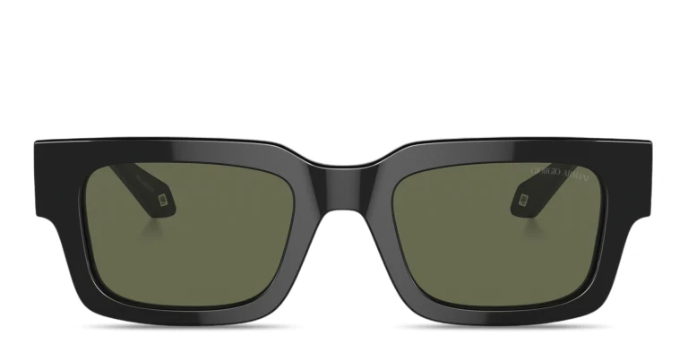 Shop GIORGIO ARMANI Rectangle Sunglasses in Black online.