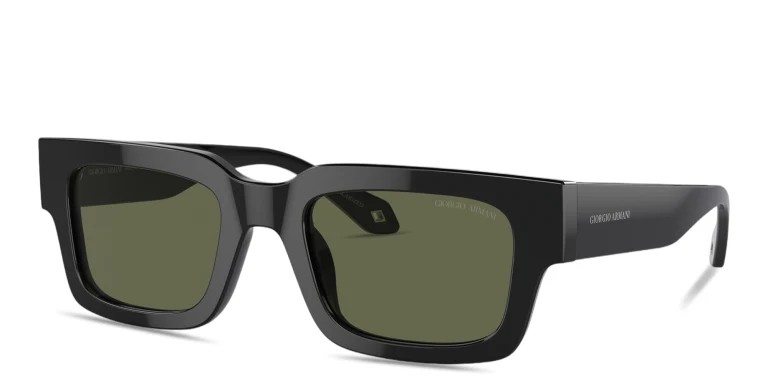 Shop GIORGIO ARMANI Rectangle Sunglasses in Black online.