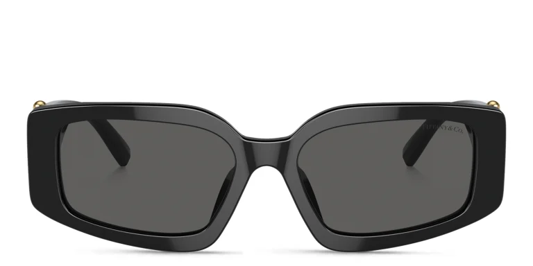 Shop TIFFANY Rectangle Sunglasses in Black online.