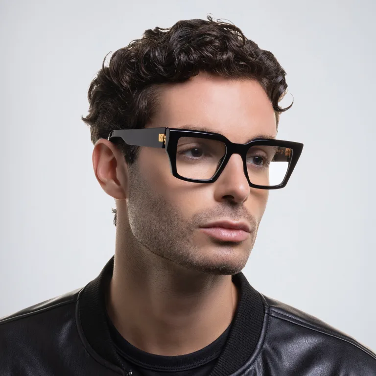 Shop BALMAIN Unisex Square Eyeglasses in Black online.