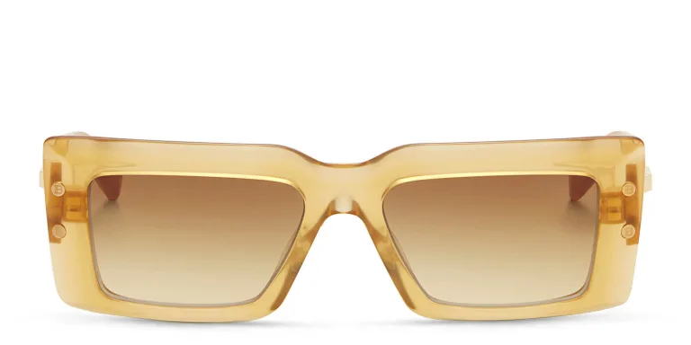 Shop BALMAIN Rectangle Sunglasses in Yellow online.
