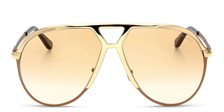 Shop TOM FORD Oversized Aviator Sunglasses in Gold online.