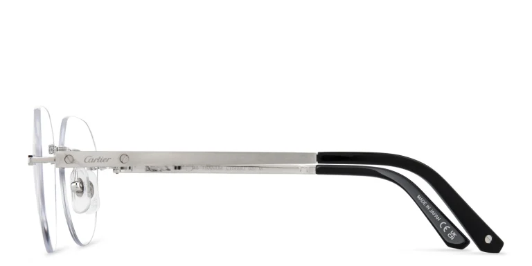 Shop Cartier Santos de Cartier Round Eyeglasses in Silver online.