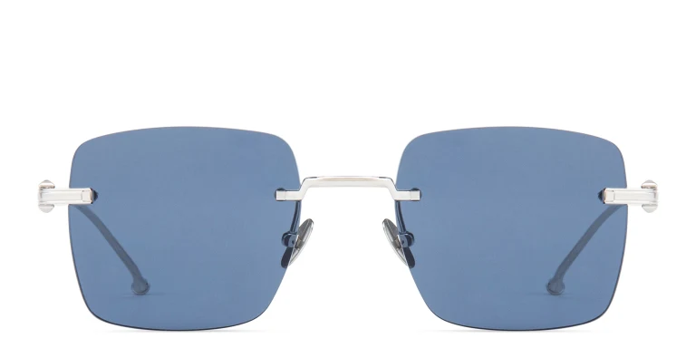 Shop Cartier Pasha de Cartier Rimless Rectangle Sunglasses in Silver online.