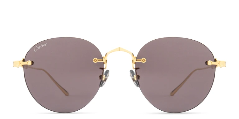 Shop Cartier Signature 'C'de Cartier Round Sunglasses in Gold online.