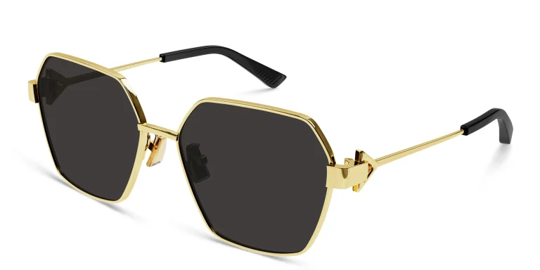 Shop BOTTEGA VENETA Irregular Sunglasses in Gold online.