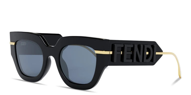Shop FENDI Fendigraphy Square Sunglasses in Black online.