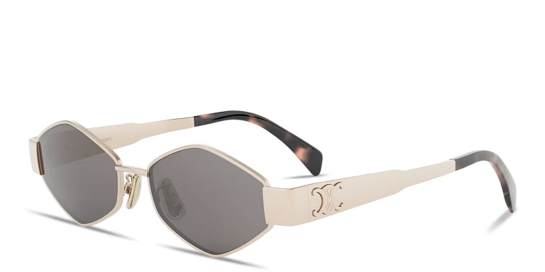 Shop CELINE Metal Triomphe Geometric Sunglasses in Gold online.