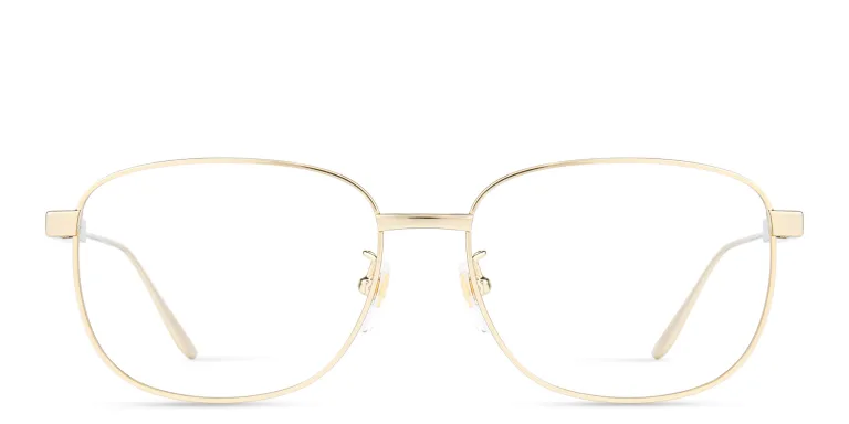 Shop GUCCI Wide Rectangle Eyeglasses in Gold online.