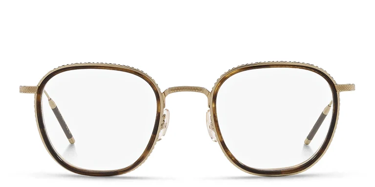 Shop OLIVER PEOPLES Unisex Square Eyeglasses in Gold online.