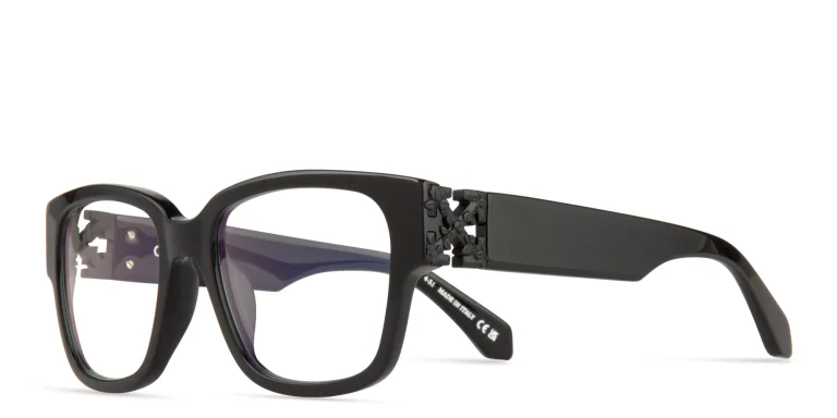 Shop OFF WHITE Style 47 Unisex Square Eyeglasses in Black online.