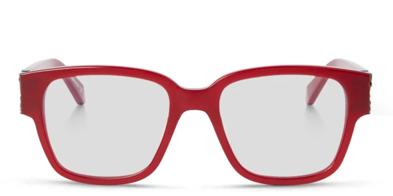 Shop OFF WHITE Style 47 Unisex Square Eyeglasses in Burgundy online.