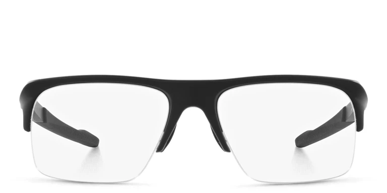 Shop Oakley Half-Rim Wide Rectangle Eyeglasses in Black online.