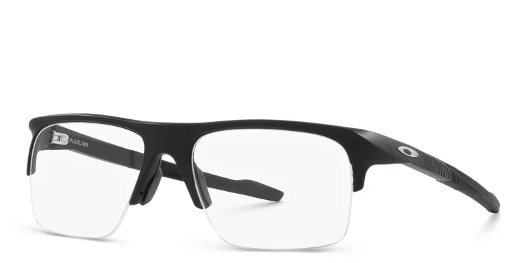 Shop Oakley Half-Rim Wide Rectangle Eyeglasses in Black online.