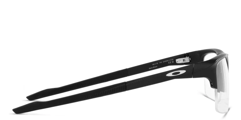 Shop Oakley Half-Rim Wide Rectangle Eyeglasses in Black online.