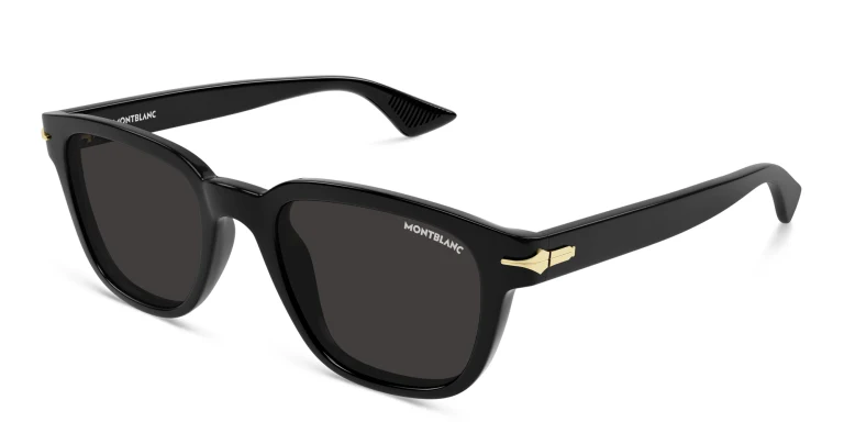 Shop MONTBLANC Square Sunglasses in Black online.