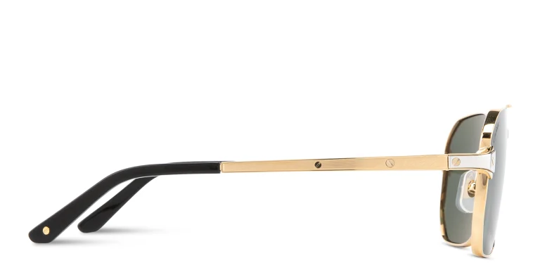 Shop Cartier Santos de Cartier Wide Pilot Sunglasses in Gold online.
