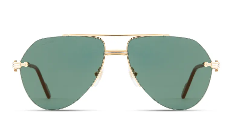 Shop Cartier Première de Cartier Half-Rim Pilot Sunglasses in Gold online.