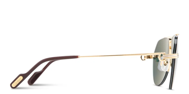 Shop Cartier Première de Cartier Half-Rim Pilot Sunglasses in Gold online.