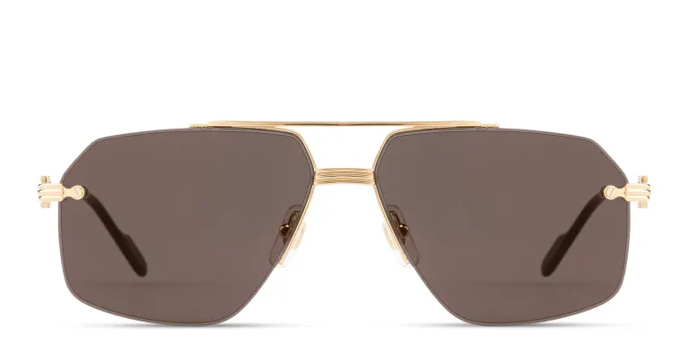 Shop Cartier Première de Cartier Half-Rim Pilot Sunglasses in Gold online.