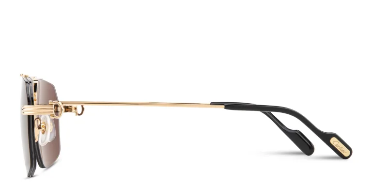 Shop Cartier Première de Cartier Half-Rim Pilot Sunglasses in Gold online.