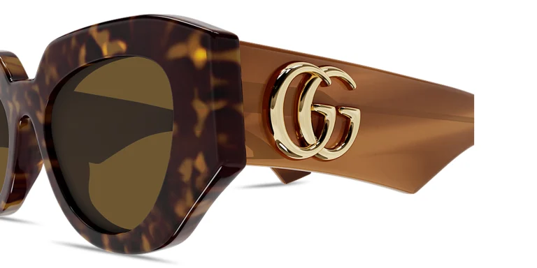 Shop GUCCI GG Irregular Sunglasses in Havana online.