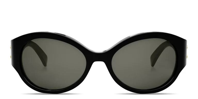 Shop CELINE Triomphe Oval Sunglasses in Black online.